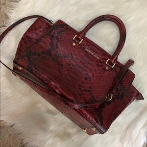 Michael kors red snakeskin print bag